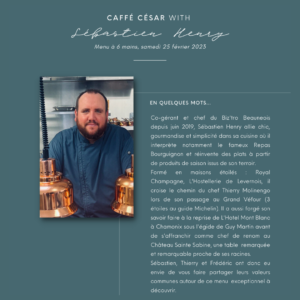Menu 6 mains – Samedi 25 février avec le chef Sébastien Henry