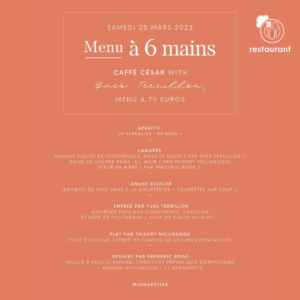 Menu 6 mains – samedi 25 mars avec Yves Terrillon