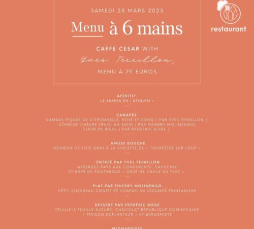 Menu 6 mains – samedi 25 mars avec Yves Terrillon